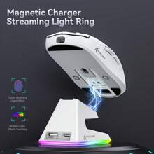 ATTACK SHARK X6 Lightweight Wireless Gaming Mouse With 3 Modes, Wired 2.4G Bluetooth 5.2, Charging Dock With Up To 26K DPI RGB Backlight, Suitable For Laptops
