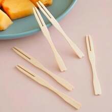 100pcs/200pcs/300pcs, High-Quality Wooden Fruit Fork, Disposable Dinner Fork, Perfect For Party Events, Suitable For Cocktail, Fruit, Pastry, Dessert, Bamboo Mini Fork, Appetizer Fork