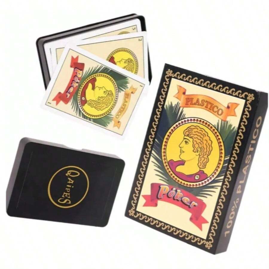 Spanish Plastic Playing Cards, Board Game With 40 Cards, Washable - Black - View 1