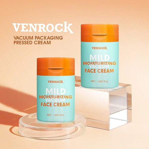 venrock كريم وجه من نوع الضغط سعة 50 مل. يوفر تغذية عميقة، يرطب ويحافظ على الرطوبة، يخفف من جفاف البشرة، وهو لطيف وغير دهني وغير مُهيج.