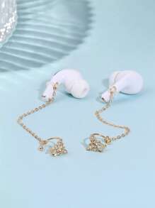 2pcs Bluetooth Earphone Anti-Lost Strap, Rhinestone Butterfly Design Earring Hook Compatible With AirPods