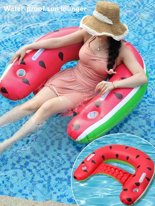 1 pieza Silla inflable con forma de sandía para piscina, cama flotante inflable para adultos para piscina, fiesta en la playa, regalo perfecto de verano, artículos esenciales de playa, accesorios de playa