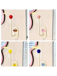 4pcs Multi-Purpose Hanging Hooks, Creative Hair Ties Hair Hoops Organizer Racks, Hairpins Hairbands Elastic Ponytail Holders Adhesive Hooks, Jewelry Accessories Storage