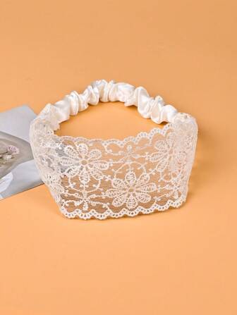 1 Set Fashion Embroidered Flower Lace Extra Large Headband Hair Band Turban Headband Sweatband, Hairband Fall Winter Hair Accessories For Women For Vacation Outfits Woman Elegant Scarf Women Bandanas Soft Headwrap