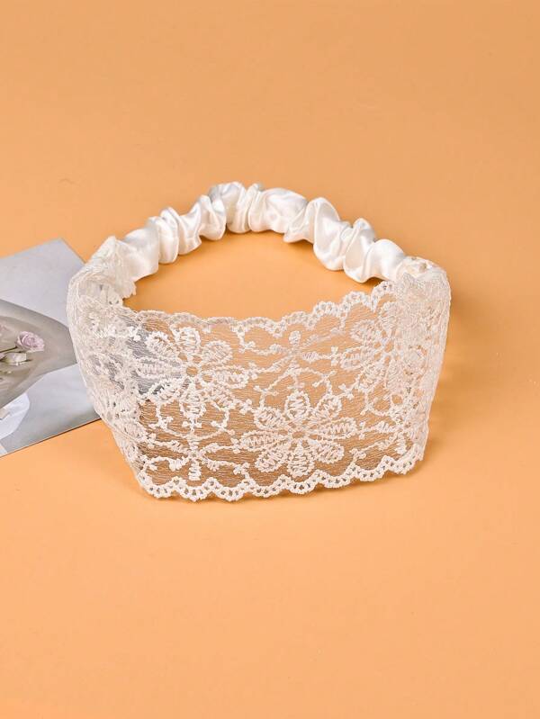 1 Set Fashion Embroidered Flower Lace Extra Large Headband Hair Band Turban Headband Sweatband