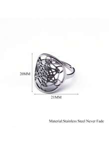 Anel ajustável de aço inoxidável com flor da vida para ioga, feminino/masculino, anéis de amuleto Metatron