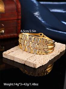 3 Stück Marokkanischer Stil Damen Metall Armreif Set, vintage royales Design mit Strass, Hochzeit Party Schmuck, Geburtstaggeschenk für sie