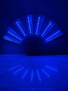 Abanico plegable LED con luz para fiesta, grande, de mano, de colores brillantes, sin baterías incluidas, para regalo, presentación, boda, cumpleaños, decoración del hogar, discoteca, accesorios fluorescentes, cosplay, que brilla en la oscuridad