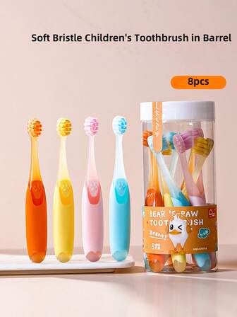 1 件/8 件卡通软毛儿童牙刷，适合 0-3 岁婴幼儿使用，训练刷，超细超软，清洁和牙龈护理，适合婴儿牙齿和出牙期