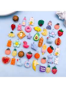 10/20/30/50/100/Stück bunte Harz Charms - verspieltes Tier, Obst & Lebensmittel Serie - bunter DIY Schmuckherstellungs-Set für Halsketten, Armbänder, Ohrringe - langanhaltend, leicht & farbbeständig - ideal für Bastelbegeisterte, Schmuckherstellung Zubehör