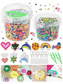 2500 piezas/5000 piezas - Balde con juego de cuentas de fusión de colores aleatorios, juego de manualidades de cuentas de fusión para arte y DIY, adecuado como regalo de Navidad y cumpleaños