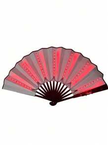 Abanico plegable LED con luz para fiesta, grande, de mano, de colores brillantes, sin baterías incluidas, para regalo, presentación, boda, cumpleaños, decoración del hogar, discoteca, accesorios fluorescentes, cosplay, que brilla en la oscuridad