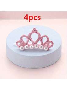 1/5pcs Faux Pearl Crown Pet Hair Clips - Stylish Crown Shape Bows For Dogs And Cats - Grooming Supplies And Accessories .