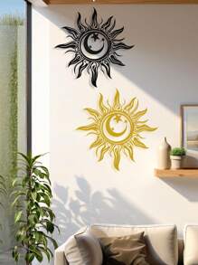1pc Metal Sun And Moon Themed Wall Art Decor, Iron Crafted Home, Restaurant Decoration, Perfect Accent For Christmas, Personalized Farmhouse, Patio, Porch, Unique Gift Idea For Him/Her, Boyfriend/Girlfriend, Dad, Mom, Family, Friends, Valentine's Day, Children's Day, Father's Day, Graduation, Wedding, Housewarming, Living Room, Bedroom, Office, Family Dinner Gifts Birthday