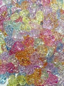 10 pièces Style aléatoire Perles acryliques transparentes en forme de cœur en diamant gaufré - Convient pour la création de bijoux, bracelets, colliers, boucles d'oreilles, charmes de téléphone et artisanat