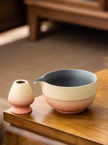 2pcs/Set Ceramic Matcha Bowl Set, Includes Matcha Whisk And Matcha Bowl, Vintage Ceramic Matcha Tea Set, Suitable For Gift-Giving On Holidays And Daily Home Use
