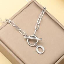 1 pièce Collier avec chaîne de type OT à lettre initiale de A à Z, collier en acier inoxydable avec alphabet, excellent cadeau pour Halloween et la rentrée scolaire