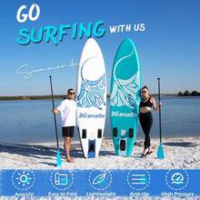 Inflatable Stand Up Paddle Board, 10'6x33 "X 6" Paddle Board With Backpack, Pump, Non Slip Mat, Phone Case Ultra-Light Paddle Boards For Adults - Blue Wahite Manta - View 3