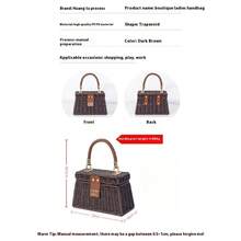 Vintage Wicker Handwoven Handheld Box Clutch Handbag For Women Summer Autumn Travel Large Capacity Fashion Versatile Beach Wedding Party Gift - Cà phê - Xem 3