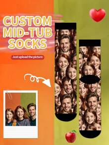 Customized Photo Socks For Men, Can Print Any Pattern, Funny Couple High Socks, Suitable For Valentine's Day, Birthday And Other Occasions, Fun And Personalized, Cartoon Style, Colorful Options, Rich In Patterns Like Dogs, Kittens, Etc., Fashionable And Versatile, Comfortable And Casual, Showcasing Unique Charm. - Multicolor - View 8