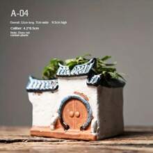 AAMTE Chinese Style Decor Planter, Bamboo & Succulent Ceramic Zen House Home Decoration, Miniature Landscape Plant Pot, No Plants Included, Suitable For New Year, Party, Christmas Gifts, Holiday