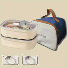 Cutie Bento din oțel inoxidabil 304 cu capac, recipient etanș pentru prepararea mesei, pentru microunde, cutie de prânz cu mai multe compartimente de capacitate mare pentru muncă, școală - alb - Vizualizare 12