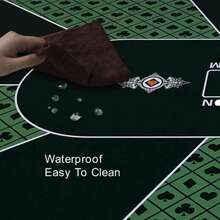 Rectangular Rubber Table Mat, Tablecloth, Table Runner - 8 Player Texas Poker Non-Slip Rubber Mat, Foldable Table Topper, Suitable For Family Game And Party (Fit Standard Tables)