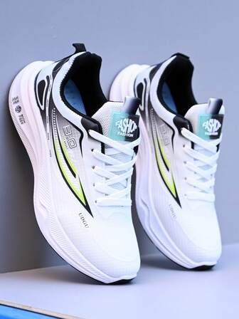 Men's Lightweight Casual Shoes, Outdoor Walking Shoes, Breathable Mesh Running Sneakers, Slip-Resistant Rubber Durable Sports Shoes, White Color, Comfortable Running Shoes For Summer