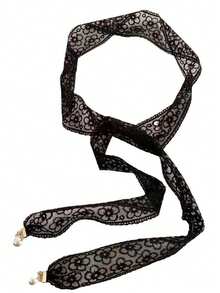 1 件女士蕾丝腰带，时尚百搭珍珠腰链装饰束腰绳腰带，适合连衣裙，夏季 - 白色 - 查看 4