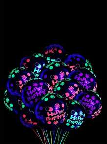 Neon Glow Balloons Neon Stars/Dot Balloons Glow In Blacklight Black Light Fluorescent Neon Latex Balloons For Birthday Wedding Glow Party Supplies,Christmas