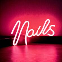 1 Stück Neon-Schild "Nägel" - 29x16,2 cm (11,4x6,37 Zoll), USB- und batteriebetriebene LED-Beleuchtung, pinkes Nägel-Neon-Schild für Nagelstudio, Schönheitsraum Wanddekoration, Heimdekoration, ästhetische Geschäftsdekoration