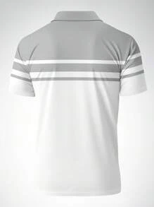 Men's Business Patchwork Print Short Sleeve Polo Shirt & Shorts Set