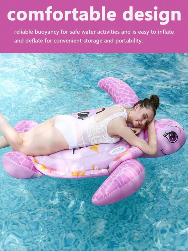 1 pieza Flotador inflable de tortuga rosa, silla de salón flotante de verano para adultos para piscina y fiesta en la playa, regalo de verano perfecto, tumbona multifuncional para diversión y relajación de vacaciones de adultos, esenciales de playa, accesorios de playa