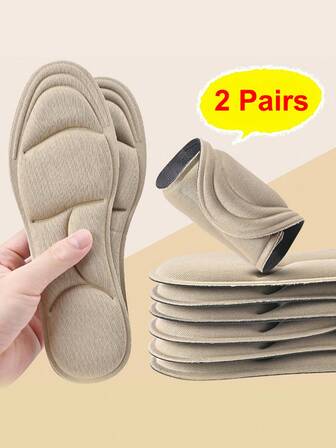 2 Pairs 5D Memory Foam Shoe Insoles, Comfortable High Resilience Thick Insoles With Arch Support For Running & Sports Shoes, Shoes Accessories Gift Ideas