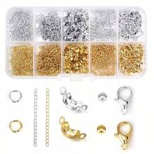 WGRXIRANYKM 盒装金属龙虾扣开口跳环压接花形隔珠套装适用于 DIY 手链项链珠宝制作套件耗材 - 彩色 - 查看 3