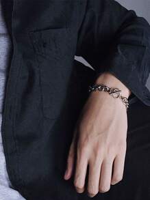 1 pieza Pulsera con cierre en forma de O de acero inoxidable de moda, adecuada para el uso diario de los hombres