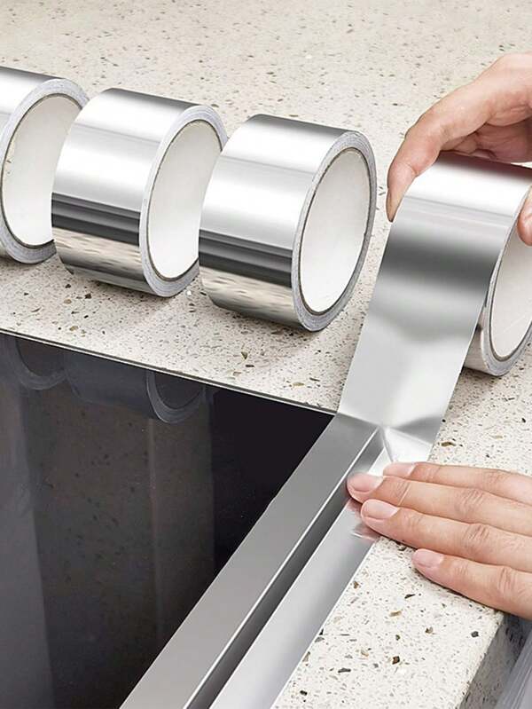 1/2 rollo de cinta adhesiva impermeable, cinta de aluminio autoadhesiva impermeable, cinta antimanchas para encimeras, cinta de aluminio termoaislante, accesorios para cocina y baño, pegatinas decorativas de pared, pegatinas personalizadas