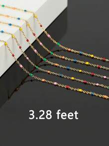Corrente Dourada de 4,16/1,67/0,83/0,083 Metros para Rolo de Corrente de Contas de Esmalte Multicoloridas Soldadas em Aço Inoxidável. Corrente Multicolorida de Aço Inoxidável (1,67/4,16 Metros) com 10 Molas de Lagosta de Aço Inoxidável e 30 Argolas Abertas, Ideal para Joias DIY como Colares, Corrente de Cintura, Pulseira, Tornozelo e Mais, Uma Corrente Artesanal Muito Exclusiva Revestida a Ouro 18k!