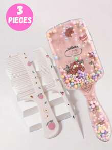 3pcs/2pcs Cartoon Hair Comb Set - Wet And Dry Combing And Styling Brush For All Hair Types, Durable ABS Plastic Handle, Perfect Gift Choice(Purple Unicorn Comb Pattern Random)