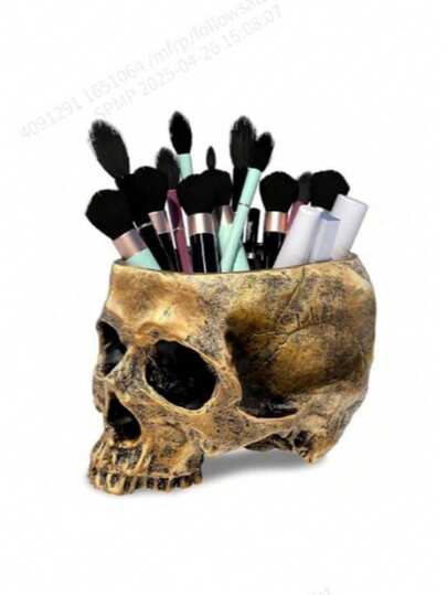 1pc Abstract Skull Flower Pot, Flower Vase Creative Horror Sculpture, Customized Vase, Skull Art Resin Vase Desktop Home Decoration, Living Room Decoration Gift Vase, Halloween Room Decoration Gothic,Flower Vase,Flower Pot,Table Centerpiece,Plant Pot,Bud Vases Halloween Decor Fall Decor