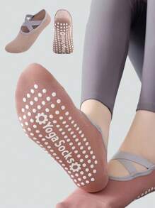 1 paire/2 paires/4 paires/6 paires de chaussettes de yoga multicolores, chaussettes de sport avec sangles croisées anti-dérapantes pour le pilates, le ballet, la danse, le fitness intérieur sur le sol, avec semelles en silicone anti-dérapantes