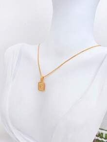 Delicate Initial Letter Plate Necklace (45cm) Plated In 925 Silver Or 18k Gold High Standard - Gold - View 11