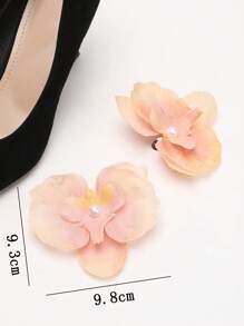 2pcs Sweet Ombre Artificial Phalaenopsis Orchid Flower With Faux Pearl Detachable Shoe Decorations