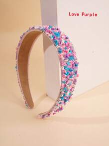 1 pezzo Fascia per capelli per ragazze di colore candy con strass e perle brillanti, fascia elastica antiscivolo larga, accessorio carino e morbido per capelli con decorazione a cuore, adatto per lavarsi il viso, regalo per le vacanze, per uso quotidiano