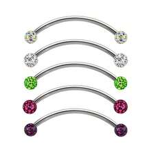 Solid Titanium Ferido Balls Snake Eyes Tongue Barbell Rings 14G - 無色 - 查看 3