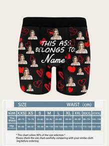 1 pieza Calzoncillos personalizados con foto y nombre - Ropa interior con diseño personalizado impreso con foto y texto, calzoncillos divertidos con rostro, regalo para el Día de San Valentín/Aniversario/Boda/Fiesta/Cumpleaños, regalo sexy y divertido para papá/esposo/novio