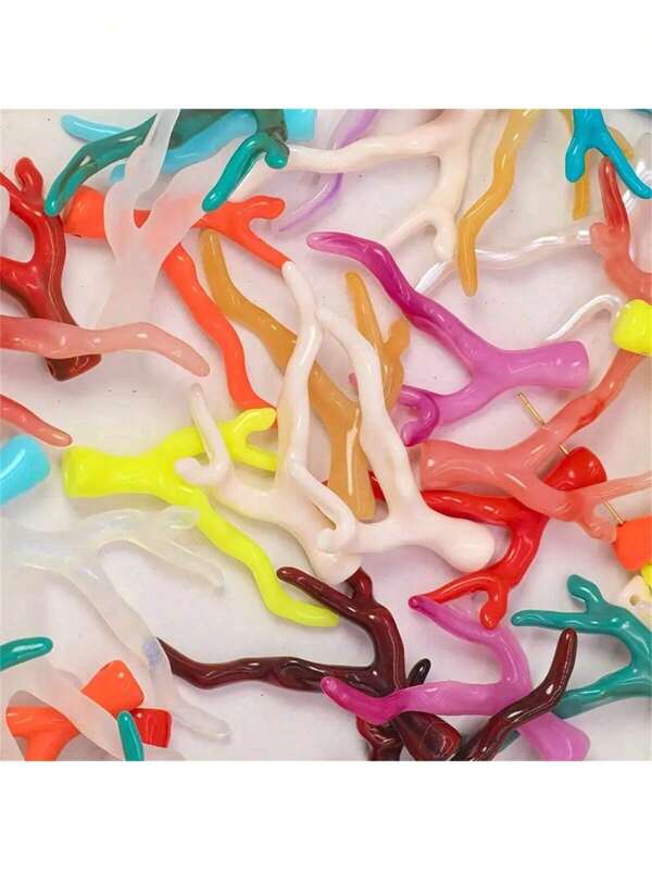 10/30/50/Pcs Acrylic Resin Coral Branch Antler Charms, DIY Craft Accessories For Headwear And Necklaces, Pre-Drilled Jewelry Making Supplies