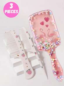 3pcs/2pcs Cartoon Hair Comb Set - Wet And Dry Combing And Styling Brush For All Hair Types, Durable ABS Plastic Handle, Perfect Gift Choice(Purple Unicorn Comb Pattern Random)