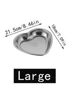 1pc Stainless Steel Creative Heart Shaped Snack Plate, Dessert Dish, Barbecue Tray, Fruit Salad Bowl