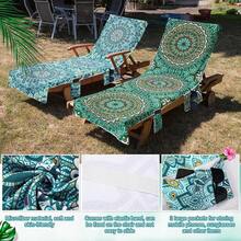 2 Piezas Toalla para Silla Chaise Longue con 3 Bolsillos, 85 X 30 Pulgadas Toallas para Sillas de Playa y Piscina de Microfibra, Fundas para Tumbona de Exterior para Tomar el Sol en Verano, Piscina, Jardín (Tie Dye) - Mandala - Ver 3